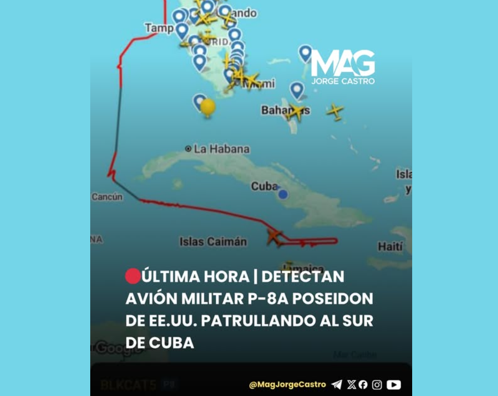 Poseidón en Cuba: Avión militar de Estados Unidos vigila costa cubana